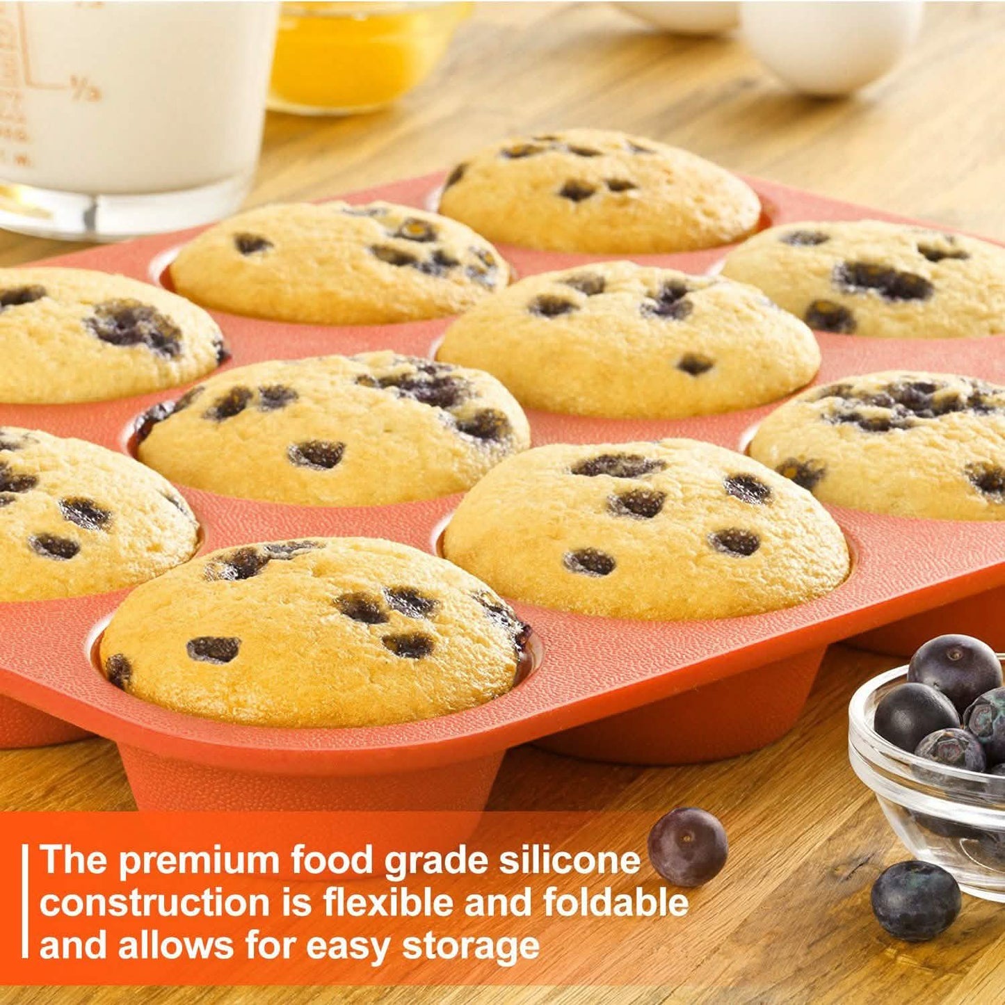 12 Cup Non-Stick Cupcakes Muffin Baking Pan Silicone Mold