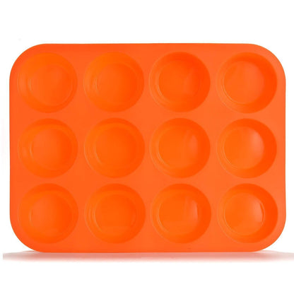 12 Cup Non-Stick Cupcakes Muffin Baking Pan Silicone Mold