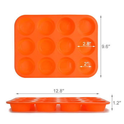 12 Cup Non-Stick Cupcakes Muffin Baking Pan Silicone Mold