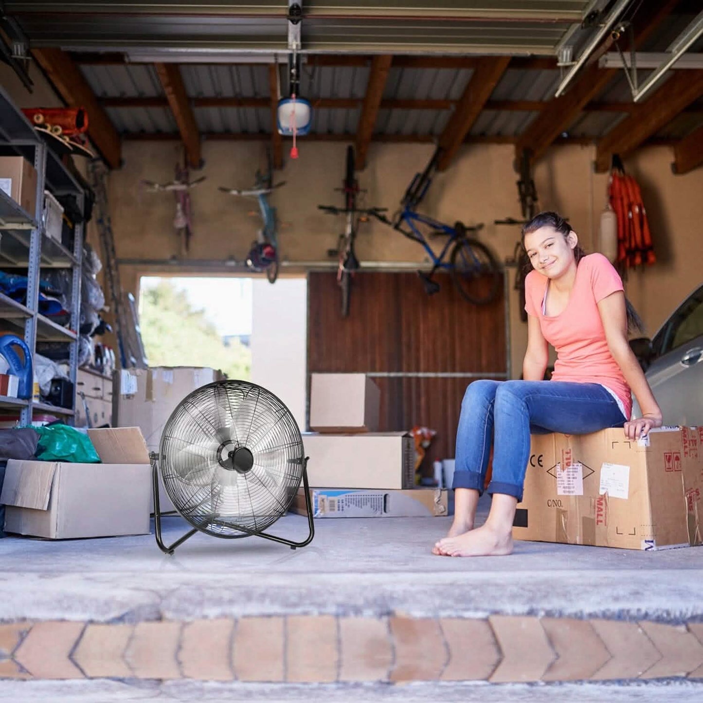 12" Floor Fan Copper Motor High-Velocity with 3 Adjustable Speeds