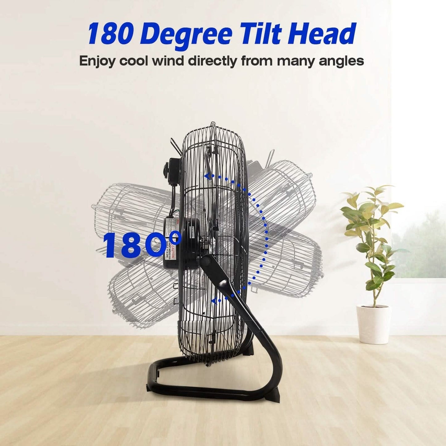 12" Floor Fan Copper Motor High-Velocity with 3 Adjustable Speeds
