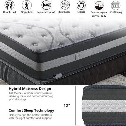12" Hybrid Pocket Spring Mattress
