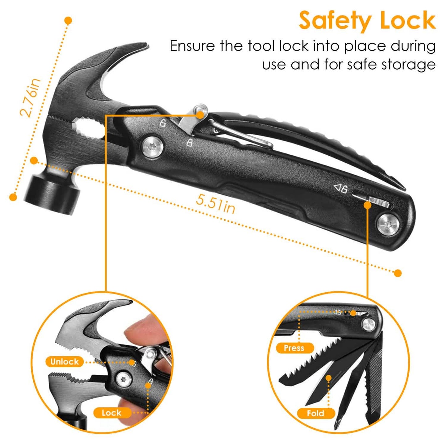 12-in-1 Stainless Steel Portable Hammer Multitool