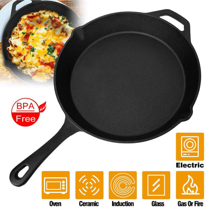 12 Inch Pre-Seasoned Cast Iron Skillet Oven Safe Cookware