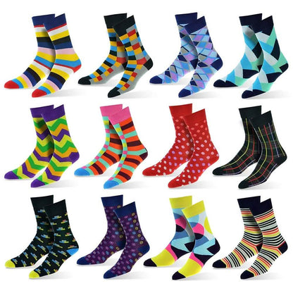 12-Pack: Cotton Fashion Patterned Men's Socks