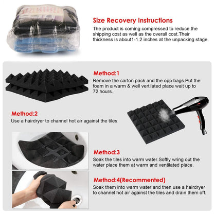 12-Pack: Sound Absorbing Foam for Recording Studio