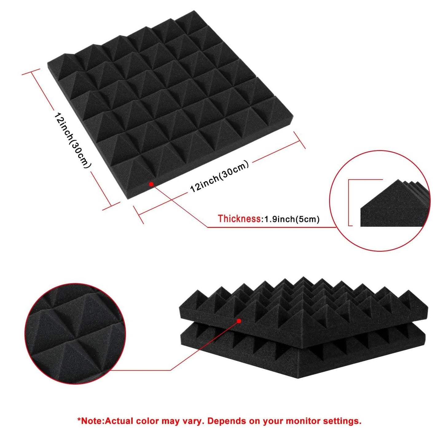 12-Pack: Sound Absorbing Foam for Recording Studio