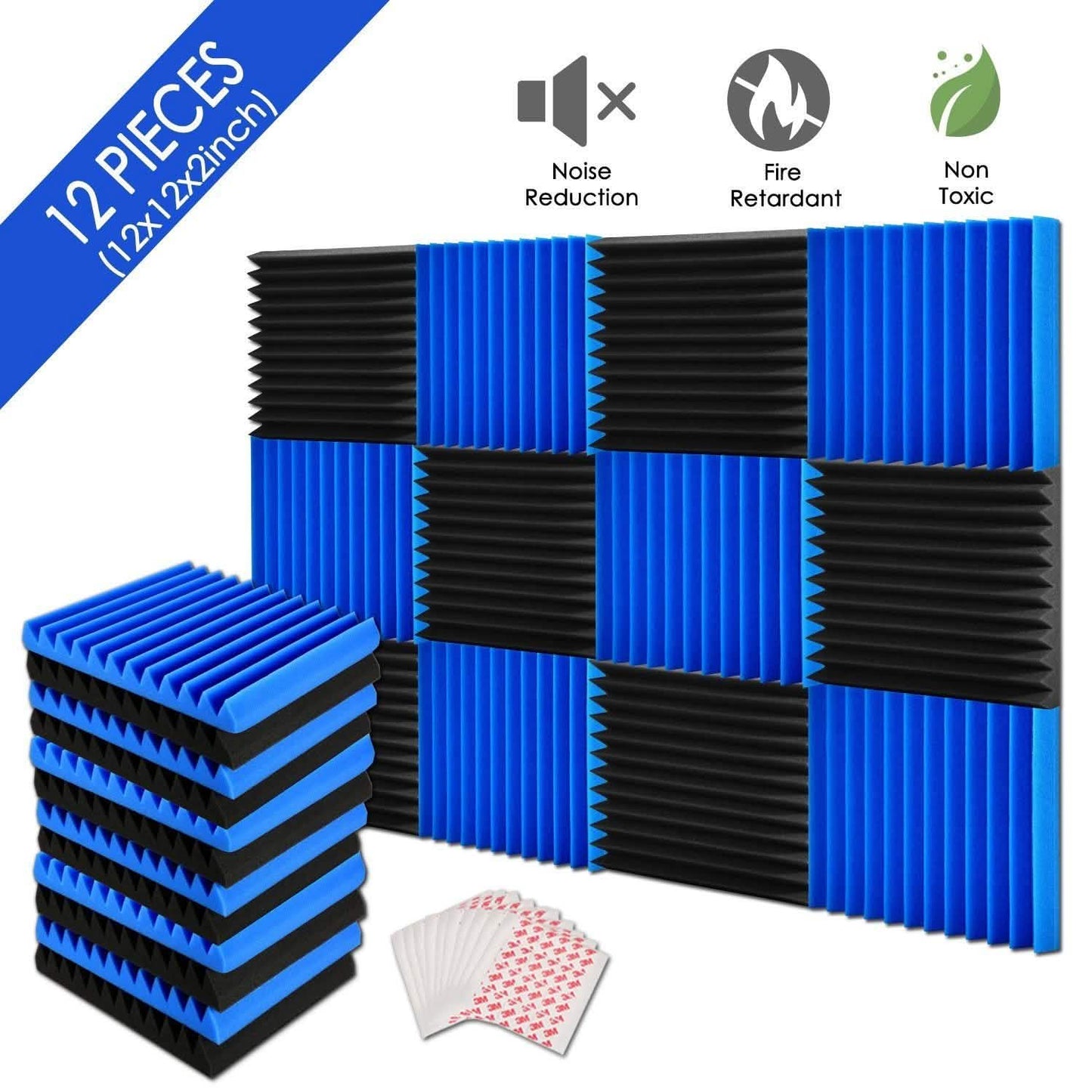 12-Pack: Sound Proof Padding Acoustic Foam Panels