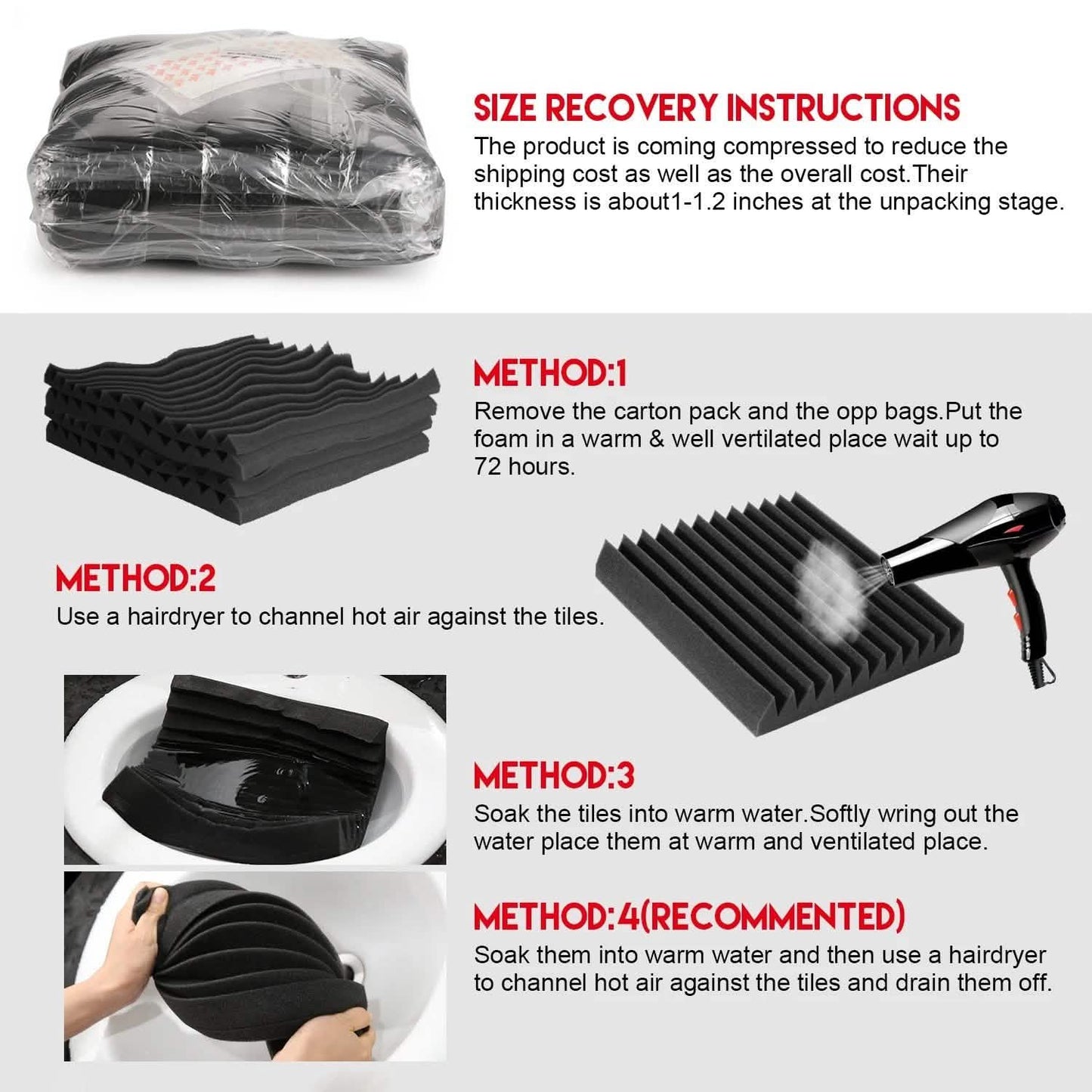 12-Pack: Sound Proof Padding Soundproof Foams