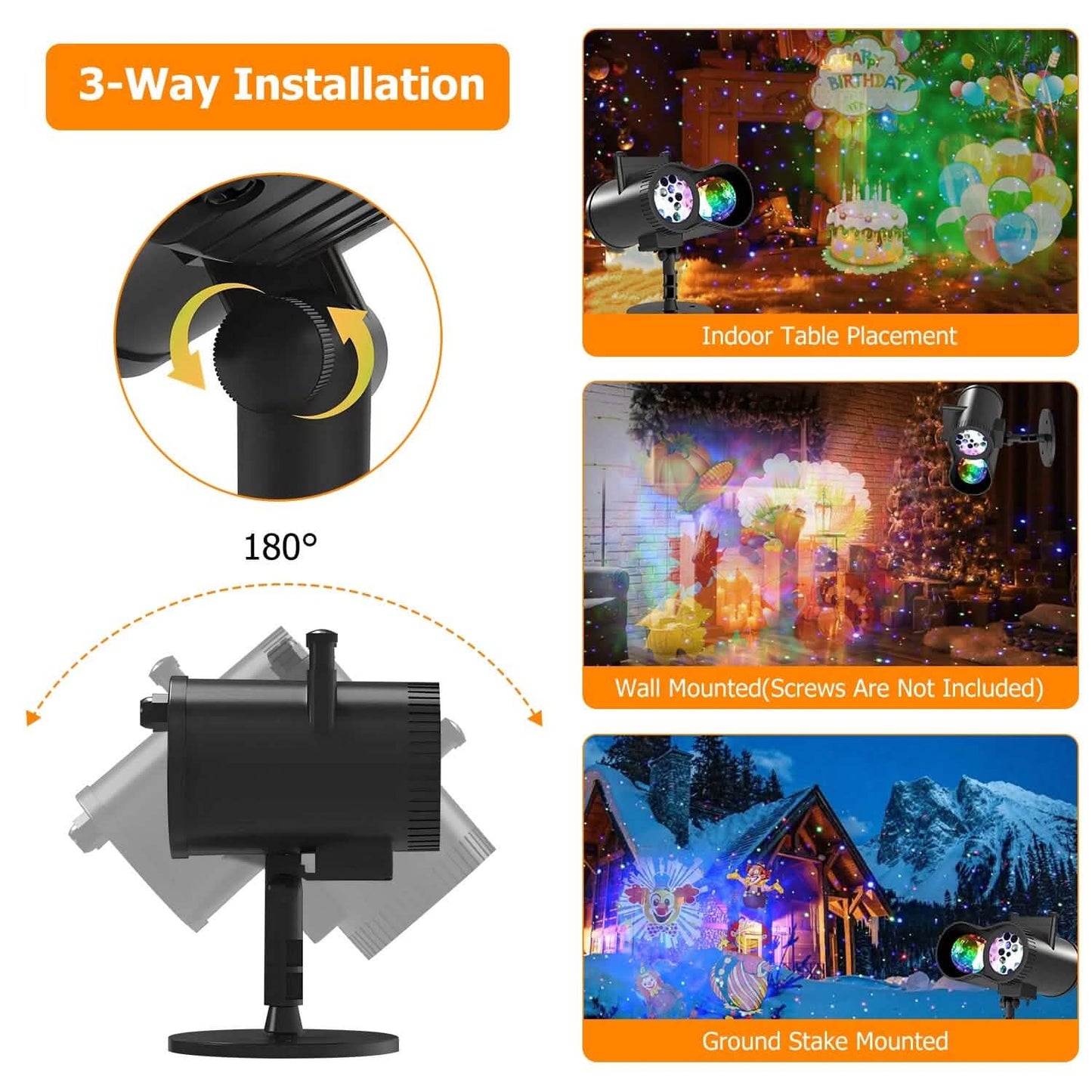 12 Patterns LED Projector Lights IP65 Waterproof Ocean Wave Projector Lamp with Remote Control Timer