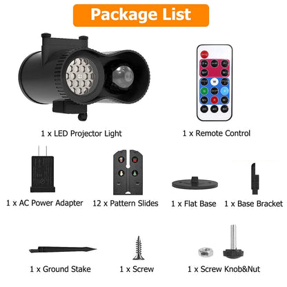 12 Patterns LED Projector Lights IP65 Waterproof Ocean Wave Projector Lamp with Remote Control Timer