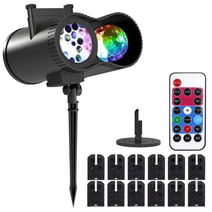 12 Patterns LED Projector Lights IP65 Waterproof Ocean Wave Projector Lamp with Remote Control Timer