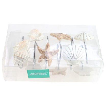 12-Piece: AGPTEK Decorative Seashell Shower Curtain Hooks