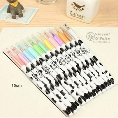 12-Piece: Milky Cow Multicolor Gel Pens