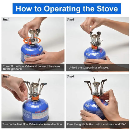 12-Piece: ODOLAND Camping Cookware Mess Kit with Mini Stove