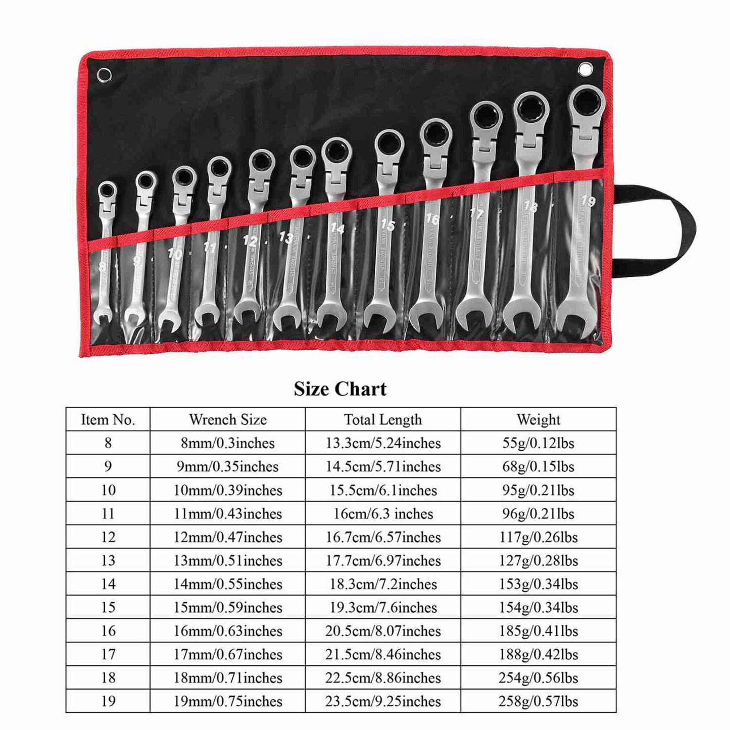 12-Piece Set: 8-19mm Metric Combination Wrench