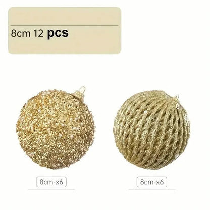 12-Piece Set:  Large Sparkling Glittering Sequins Foam Ball Ornaments