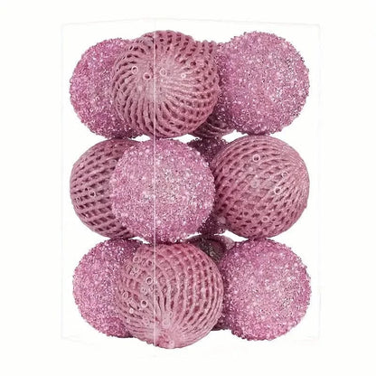 12-Piece Set:  Large Sparkling Glittering Sequins Foam Ball Ornaments