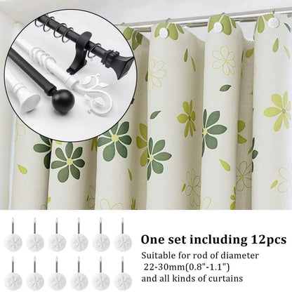 12-Piece: Snowflake Anti-Rust Round Shower Curtain Hooks for Home Bathroom Decor
