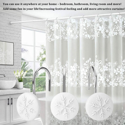12-Piece: Snowflake Anti-Rust Round Shower Curtain Hooks for Home Bathroom Decor