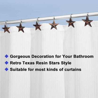 12-Pieces: Anti-Rust Star Decorative Shower Curtain Hooks