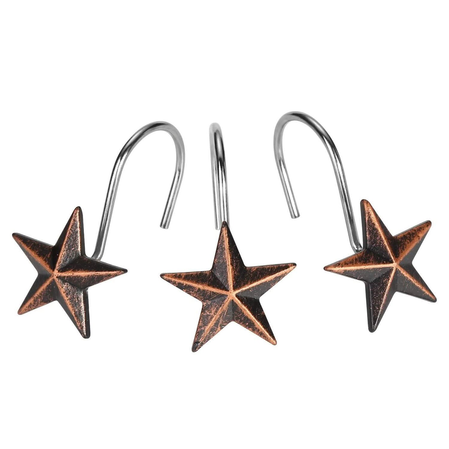 12-Pieces: Anti-Rust Star Decorative Shower Curtain Hooks