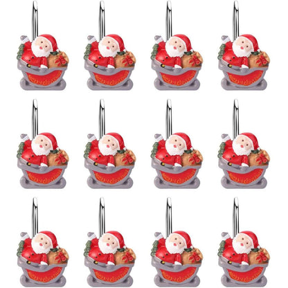12-Pieces: Christmas Shower Curtain Anti-Rust Hooks