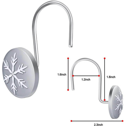 12-Pieces: Christmas Snowflake Anti-Rust Round Shower Curtain Hooks