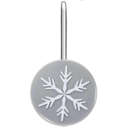12-Pieces: Christmas Snowflake Anti-Rust Round Shower Curtain Hooks