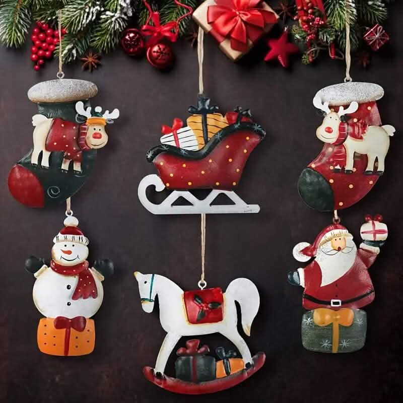 12-Pieces: Christmas Tree Colorful Resin Elk Pendant Decoration