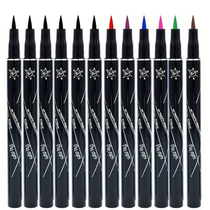 12-Pieces: Luxurious Waterproof Long-Wearing Liquid Eyeliner Set