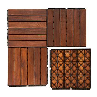 12" x 12" Square Teak Interlocking Deck Tiles