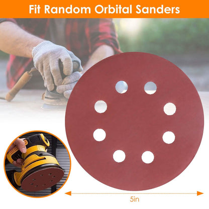 120-Pack: 5-Inch 8 Hole Round Sandpapers