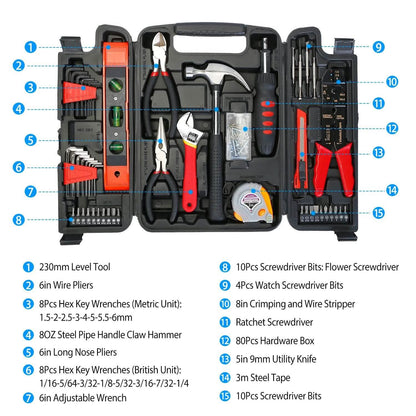 129-Pieces Set: Household Hand Tool Set