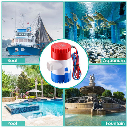 12V 1100GPH Submersible Marine Boat Bilge Non-Automatic Electric Water Pump