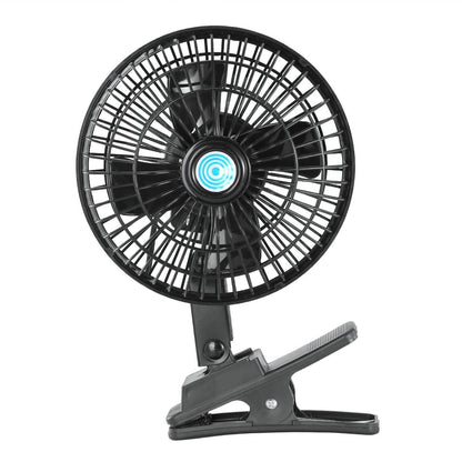 12V Car Fan Oscillating Clip on Cooling Fan with 2 Speeds 120° Rotation