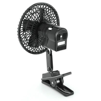12V Car Fan Oscillating Clip on Cooling Fan with 2 Speeds 120° Rotation