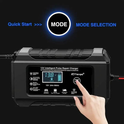 12V Intelligent Pulse Repair Smart Battery Charger with LCD Display