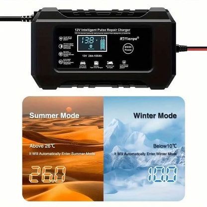 12V Intelligent Pulse Repair Smart Battery Charger with LCD Display