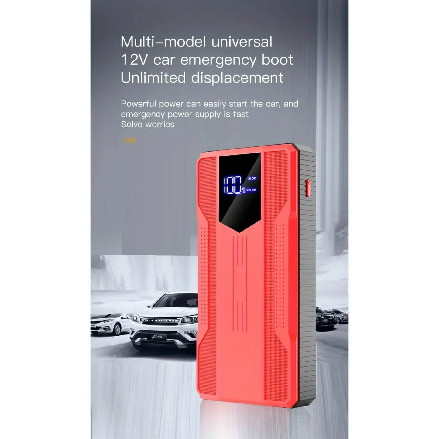 12V Ultra-Portable Car Battery Jump Starter with Advanced Smart Clip & Intuitive LCD Display