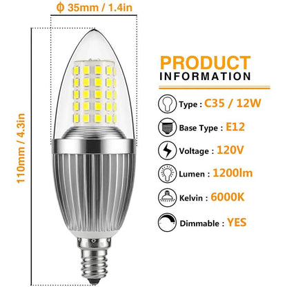 12W LED Candelabra Bulb Non-Dimmable 100-Watt Light Bulbs Equivalent