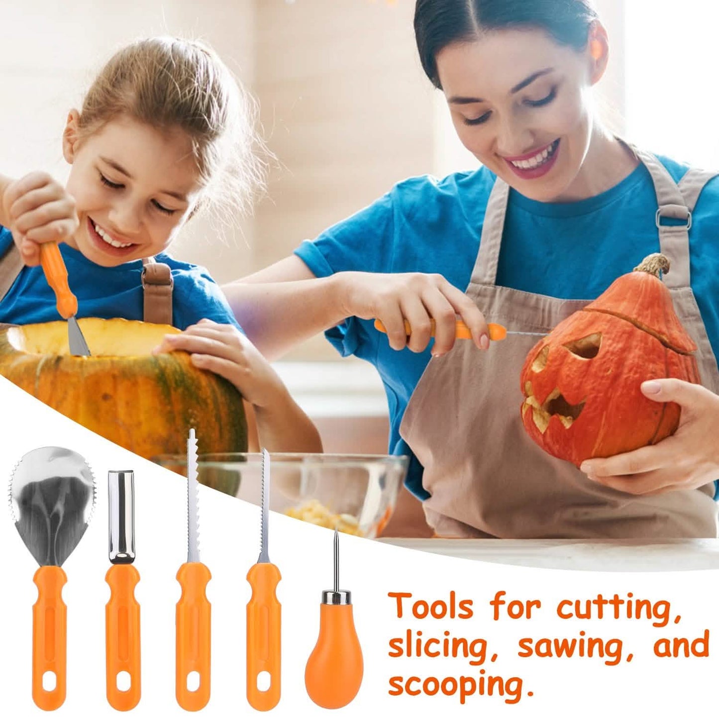 13-Pieces: Halloween Pumpkin Stainless Steel Carving Kit