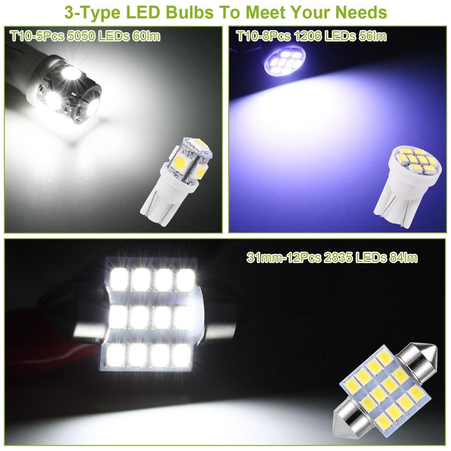 13-Pieces: T10 31mm Festoon LED Light