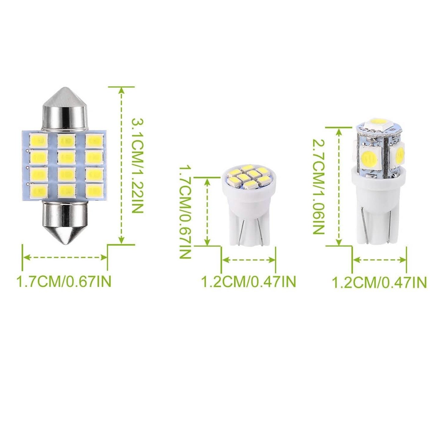 13-Pieces: T10 31mm Festoon LED Light