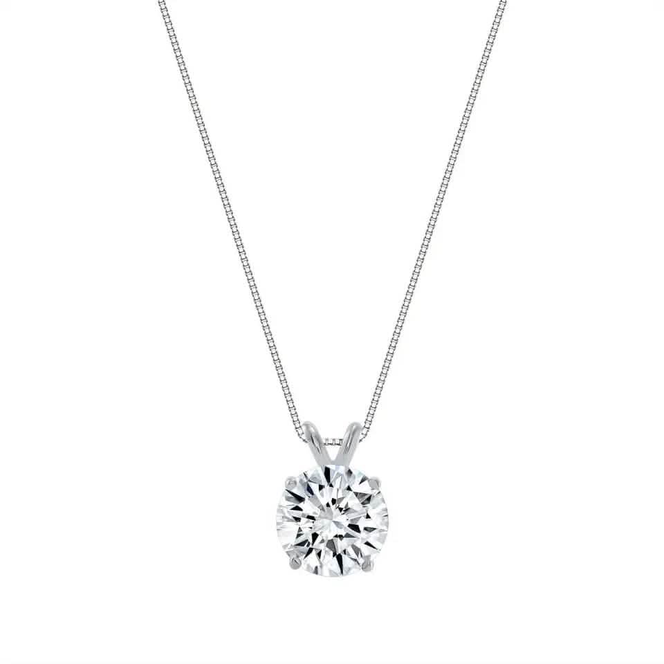 1/4 - 2 Ct T.W. Natural Diamond Solitaire Pendant in 14K White or Yellow Gold