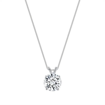 1/4 - 2 Ct T.W. Natural Diamond Solitaire Pendant in 14K White or Yellow Gold