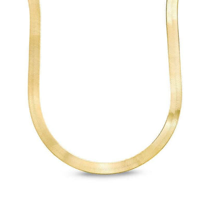 14K 6mm Solid Yellow Gold High Polished Herringbone Necklace Chain