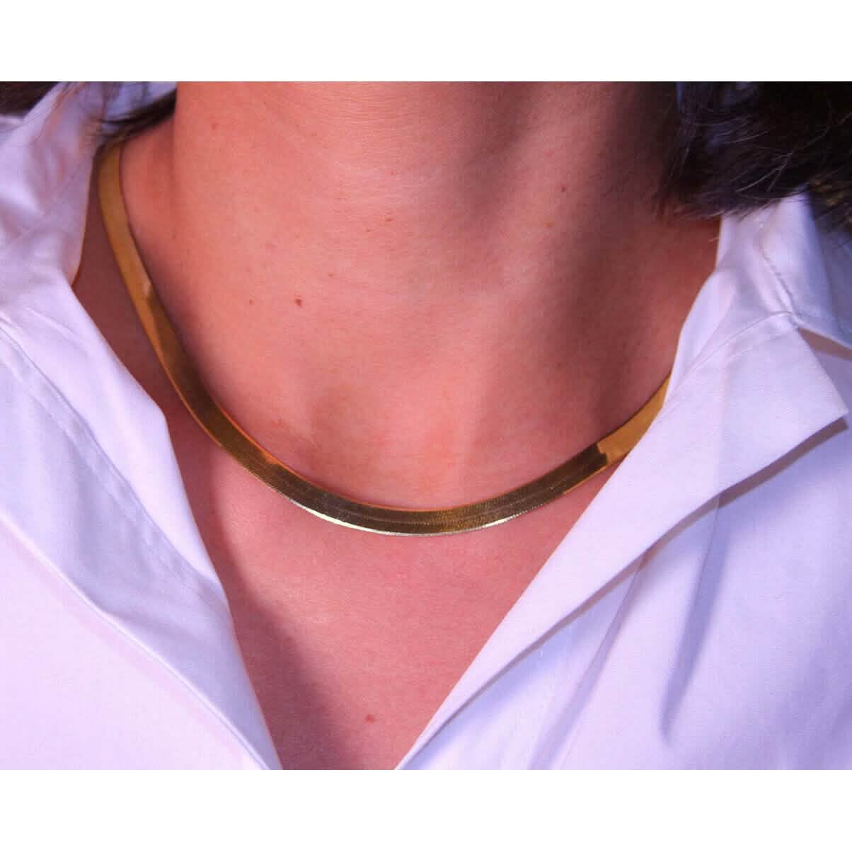 14K 6mm Solid Yellow Gold High Polished Herringbone Necklace Chain