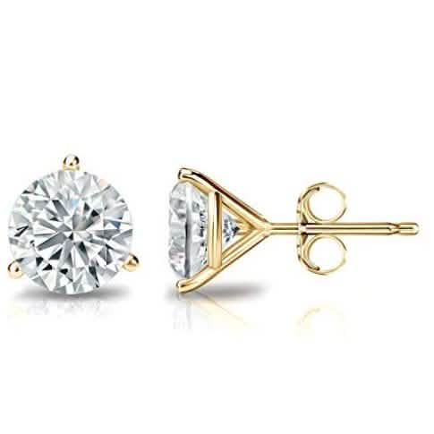 14K Gold 4MM Round Cut Crystal Studs