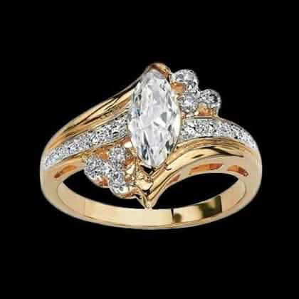 14k Gold Overlay Marquise-Cut Cubic Zirconia Solitaire Ring